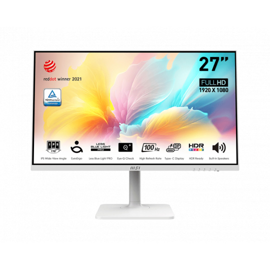 MSI monitor Modern MD2712PW 27" IPS/FHD/100Hz/1ms/HDMI/USB-C/Výškově nastavitelný/Pivot/bílá