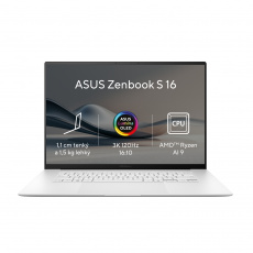 ASUS Zenbook S 16 OLED/UM5606WA/AI9-HX370/16"/2880x1800/T/32GB/1TB SSD/AMD int/W11P/White/2R