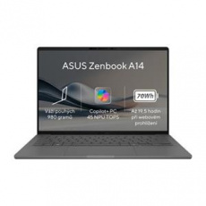 ASUS Zenbook 14 - Snapdragon X Elite X1E 78 100/32GB/1TB SSD/Qualcomm Adreno/14"/WUXGA/OLED/2y PUR/Win 11 Pro/šedá