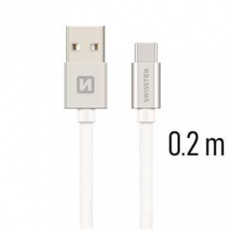 SWISSTEN DATA CABLE USB / USB-C TEXTILE 0,2M SILVER