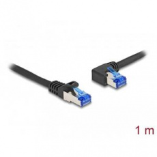 Delock Síťový kabel rozhraní RJ45 Cat.6A, S/FTP, přímý / levý pravoúhlý, 1 m, černý