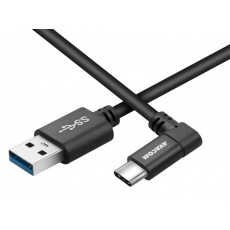 AVACOM datový a nabíjecí kabel USB - USB Type-C, 100cm, konektor v úhlu 90°, černý