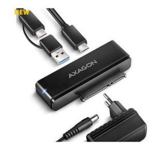 AXAGON ADSA-FPX, USB-C 10Gbps - SATA 6G, 2.5"/3.5" SSD/HDD FAST PORT X adaptér, vč. AC napáječe