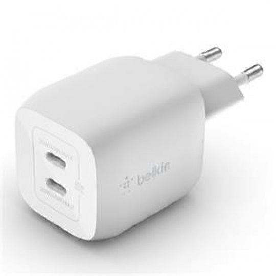 Belkin BOOST CHARGE™ Duální 45W USB-C Power Delivery GaN PPS nástěnná nabíječka, bílá