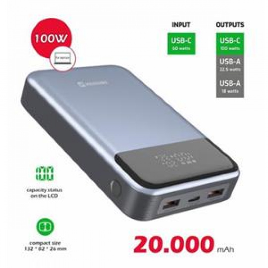 SWISSTEN POWER BANK 20000 mAh 100W POWER DELIVERY PRO NOTEBOOKY