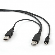 GEMBIRD CABLEXPERT Kabel USB A-MINI 5PM 2.0 1m DUÁLNÍ pro extra napájení