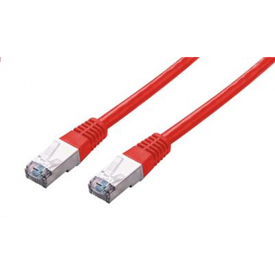 Kabel C-TECH patchcord Cat5e, FTP, červený, 0,25m