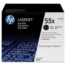 HP tisková kazeta černá velká, CE255XD - 2 pack