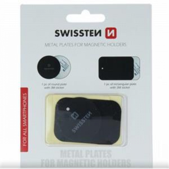 SWISSTEN SET KOVOVÝ LEPÍCÍ ŠTÍTEK A PODLOŽKA K MAGNETICKÝM DRŽÁKŮM DO AUTA (retail pack)