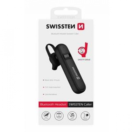 SWISSTEN BLUETOOTH HEADSET CALLER CERNÝ