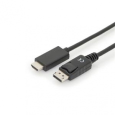 Digitus kabelový adaptér DisplayPort, DP - HDMI typ A M/M, 3,0 m, s blokováním, DP 1.2_HDMI 2.0, 4K / 60 Hz, CE, bl