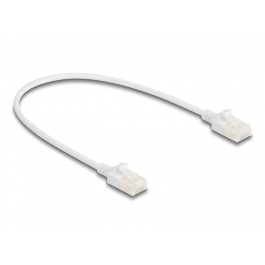 Delock Síťový kabel RJ45 Cat.6A, ze zástrčky na zástrčku, s robustní západkou, pro průmyslové použití, U/UTP Slim, 0,3 m