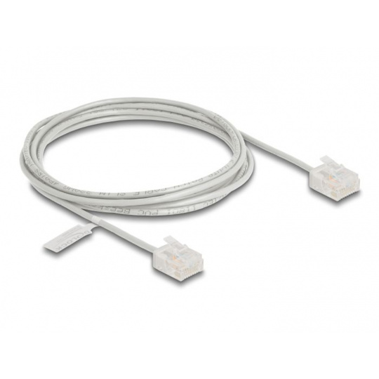 Delock Síťový kabel rozhraní RJ45 Cat.6, UTP Ultra Slim, 2 m, šedá s krátkými zástrčkami