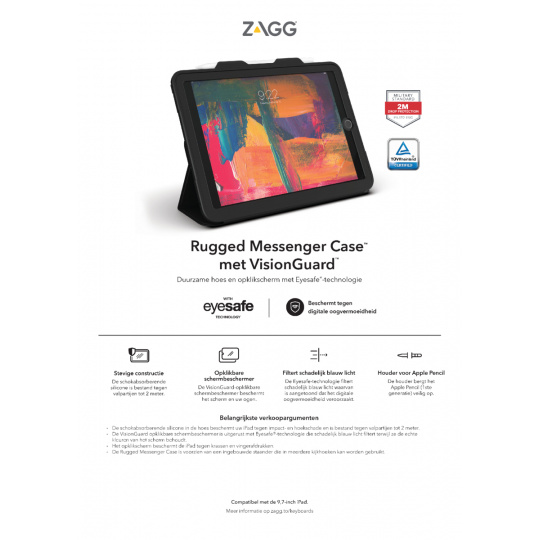 ZAGG Rugged Messenger Case UK + VG IPad 9.7