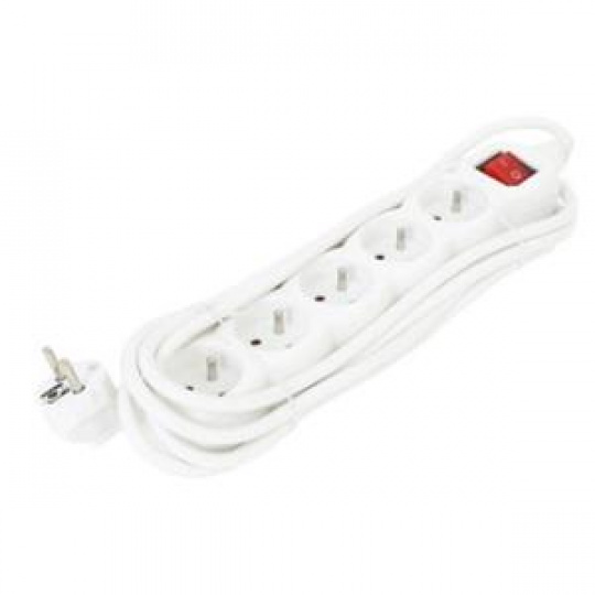 OMEGA POWER EXTENSION CORD 3,0M 16A 5 SOCKET TYPE E FRENCH WHITE