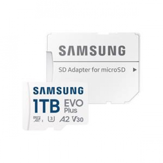 Samsung EVO Plus/micro SDXC/1TB/160MB/s/UHS-I U3 / Class 10/+ Adaptér/Bílá