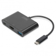 DIGITUS USB typ C Multiportový adaptér HDMI  4K@30 Hz 1x HDMI, 1x port USB-C (PD), 1x USB 3.0