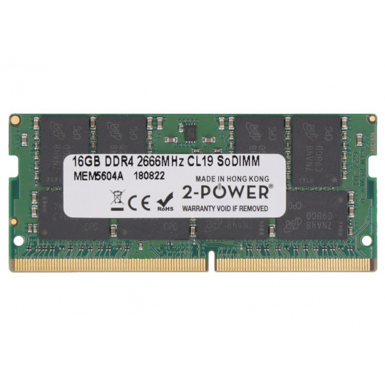 2-Power 16GB PC4-21300S 2666MHz DDR4 CL19 Non-ECC SoDIMM 2Rx8 (DOŽIVOTNÍ ZÁRUKA)