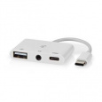 Nedis CCGB64790WT01 - USB 2.0 Adaptér | USB-C™ Zástrčka | USB-A Zásuvka / USB-C™ Zásuvka / 3,5 mm Zásuvka | Bílá