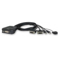 Aten 2-port DVI KVM USB mini, integrované kabely