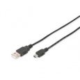 Digitus USB 2.0 connection cable, type  A - mini B (5pin) M/M, 1.8m, USB 2.0 conform, bl