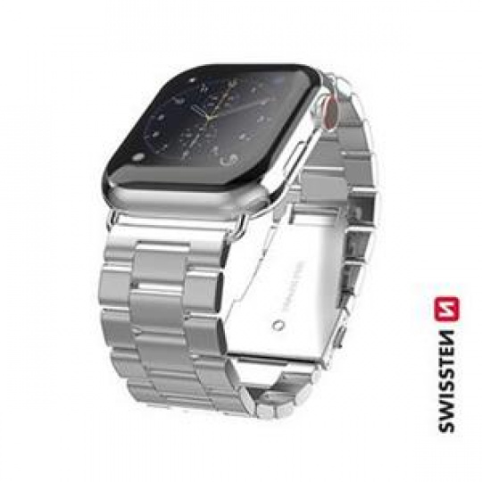 SWISSTEN REMÍNEK PRO APPLE WATCH KOVOVÝ 42-44 mm STRÍBRNÝ