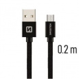 SWISSTEN DATA CABLE USB / MICRO USB TEXTILE 0,2M BLACK