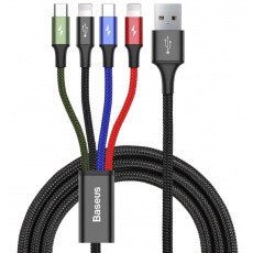 Baseus datový kabel 4v1 microUSB+USB-C+2xLightning 1,2m 3,5A černý