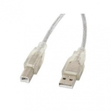 LANBERG USB-A (M) na USB-B (M) 2.0 kabel 5m, transparentní