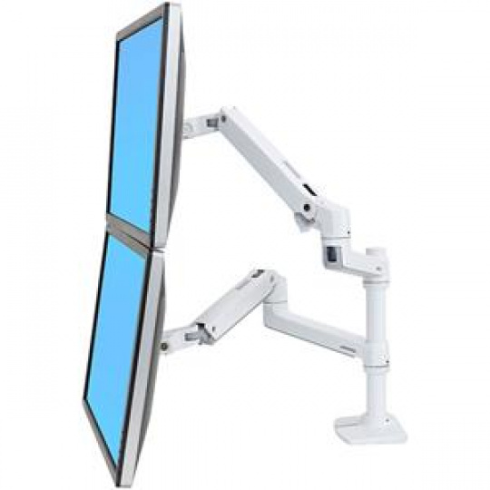 ERGOTRON LX Dual Stacking Arm, stolní ramena pro 2 lcd. max. 27", flexibilní , bílé