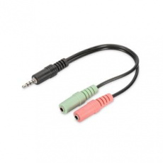 DIGITUS Adaptér / převodník audio sluchátek , 3,5 mm stereo (4-pin)