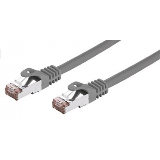 Kabel C-TECH patchcord Cat6, FTP, šedý, 2m