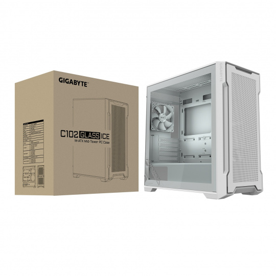 GIGABYTE C102 GLASS ICE/Midi Tower/Transpar./Bílá