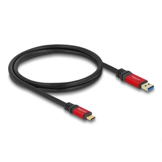 Delock USB 10 Gbps kabel USB Typ-A samec na USB Type-C™ samec 1 m červený kovový