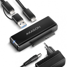 AXAGON ADSA-FPX, USB-C 10Gbps - SATA 6G, 2.5"/3.5" SSD/HDD FAST PORT X adaptér, vč. AC napáječe