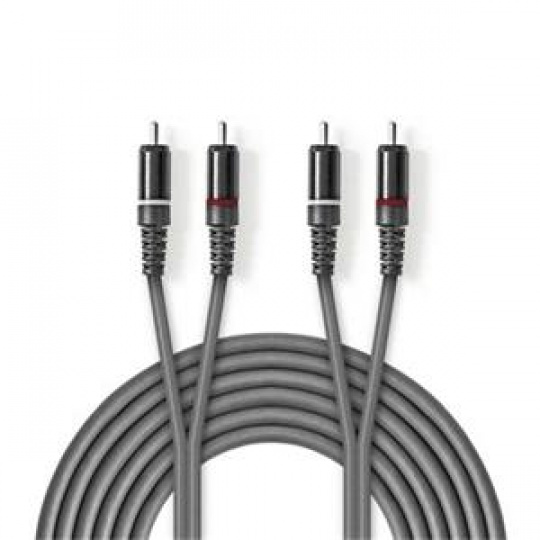 Nedis COTH24200GY50 - Stereofonní Audio Kabel | 2x RCA Zástrčka – 2x RCA Zástrčka | 5 m | Šedá barva