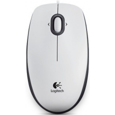 Logitech B100/Kancelářská/Optická/800 DPI/Drátová USB/Bílá