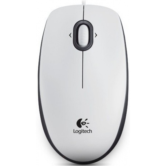 Logitech B100/Kancelářská/Optická/800 DPI/Drátová USB/Bílá