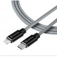 Tactical Fast Rope Aramid Cable USB-C/Lightning MFi 1m Grey