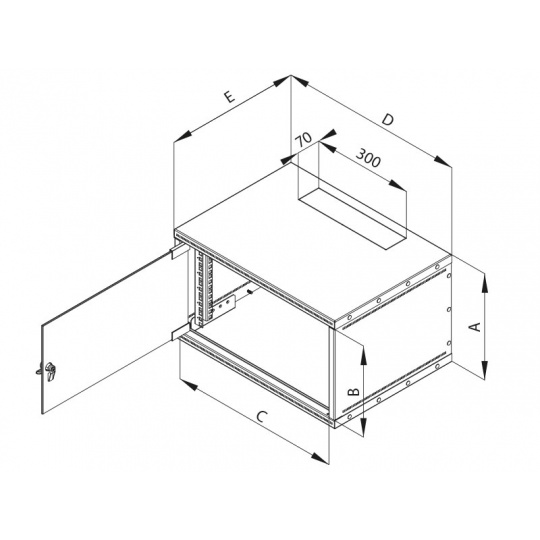 Rack Triton 19" 9U/400mm, FLAT-PACK (rozložený), prosklené dveře, šedý