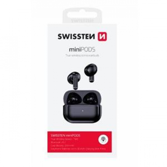 SWISSTEN BLUETOOTH TWS SLUCHÁTKA MINIPODS ČERNÝ