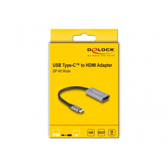 Delock Adaptér USB Type-C™ na HDMI (DP Alt Mód) 8K s funkcí HDR hliník