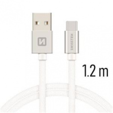 SWISSTEN DATA CABLE USB / USB-C TEXTILE 1,2M SILVER