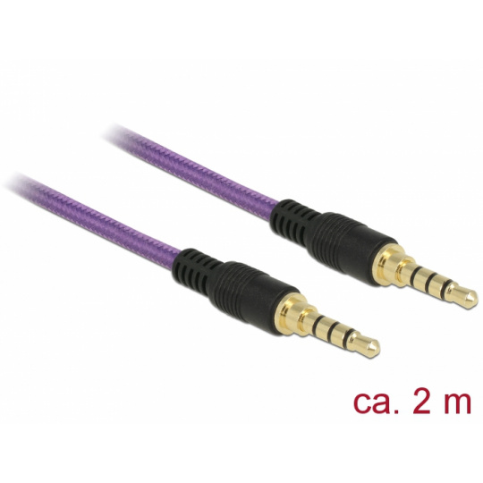 Delock Kabel Stereo Jack 3,5 mm 4 pin samec > samec 2 m fialový