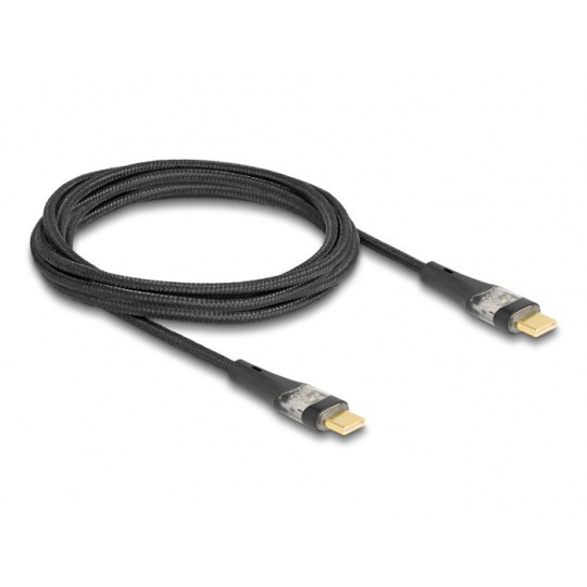 Delock Datový a rychlonabíjecí kabel USB 2.0 ze zástrčky rozhraní USB Type-C™ na zástrčku, průhledný, PD 3.0 100 W, 2 m