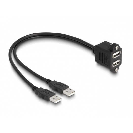 Delock Kabel USB 2.0, 2 x USB Typ-A zástrčky na 2 x USB Typ-A zásuvku, se šrouby, k vestavění, 1 m, černý