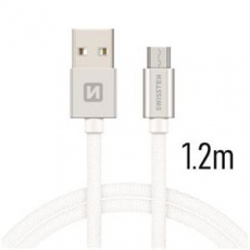 SWISSTEN DATA CABLE USB / MICRO USB TEXTILE 1,2M SILVER