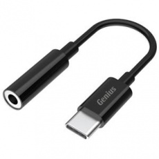 Genius ACC-C100, Redukce, USB-C zástrčka, 3,5mm jack zásuvka, 10cm, černá