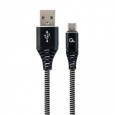 GEMBIRD CABLEXPERT Kabel USB 2.0 AM na Type-C kabel (AM/CM), 1m, opletený, černo-bílý, blister, PREMIUM QUALITY,