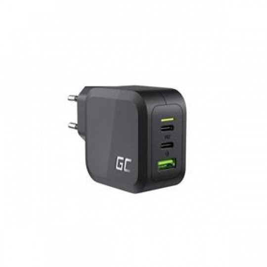 Green Cell GC PowerGaN 65W Charger (2x USB-C Power Delivery, 1x USB-A compatible with Quick Charge 3.0)